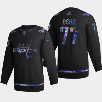 Washington Washington Capitals #77 T.J. Oshie Men's Nike Iridescent Holographic Collection NHL Jersey Black